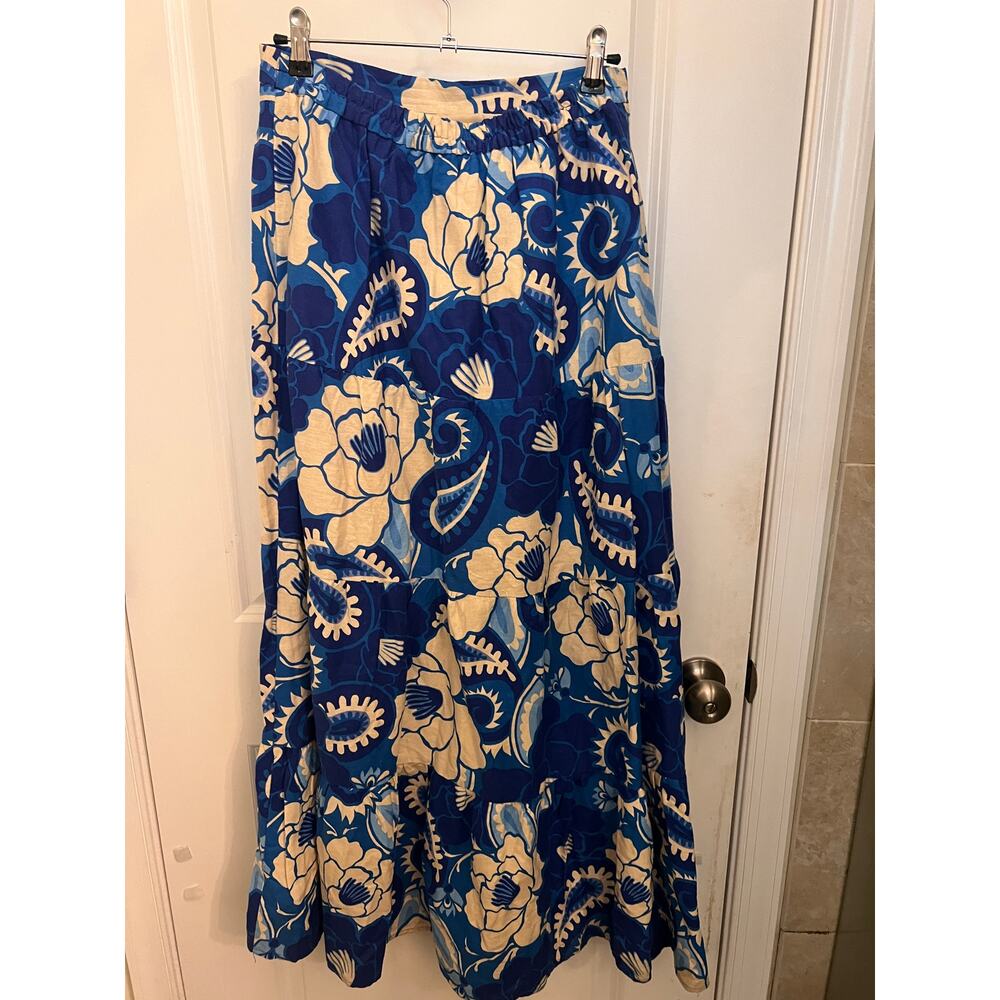 House of Harlow Linen Blend Top & Tiered Maxi Skirt Set S Boho Chic Cottagecore - Picture 7 of 12